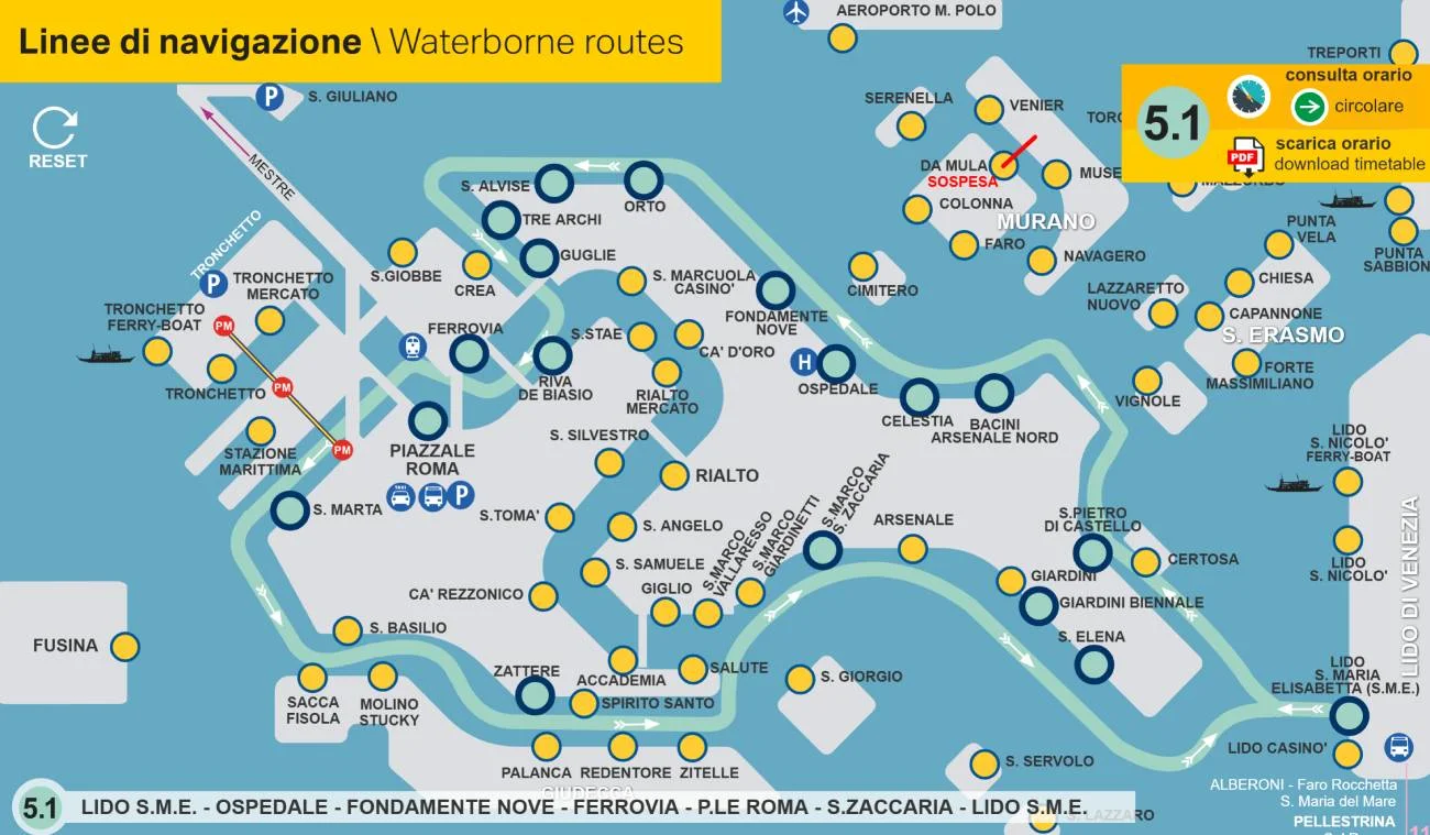ACTV Route Map highlighting Line 5 Perimeter Loops