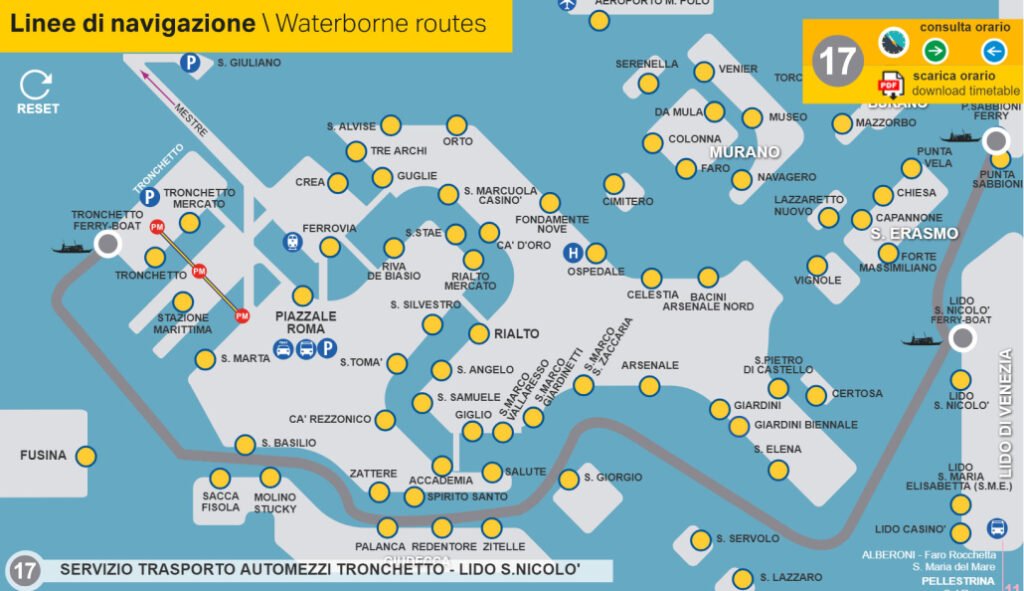 Enlarged Vaporetto Line 17 Route Map